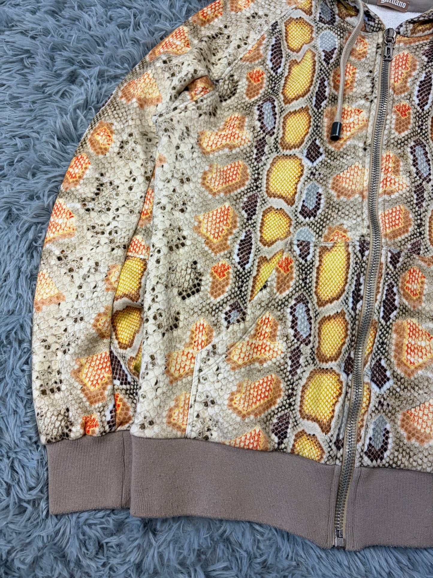 John Galliano 00’s Python Print Zip-up Boxy Hoodie - S | O/S, Multicolour