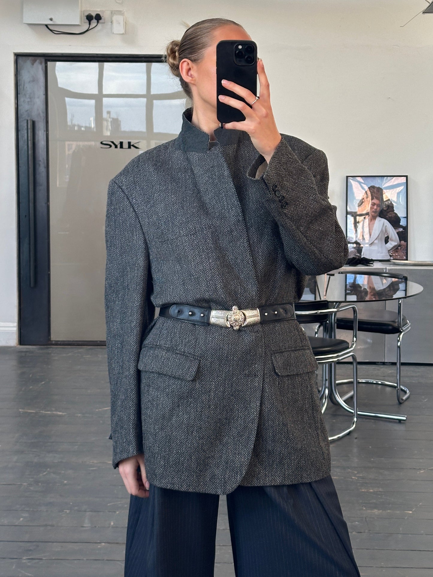 Gianni Versace Versus 1990s Panther Buckle Leather Belt - W38