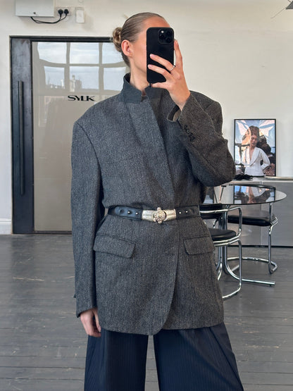 Gianni Versace Versus 1990s Panther Buckle Leather Belt - W38