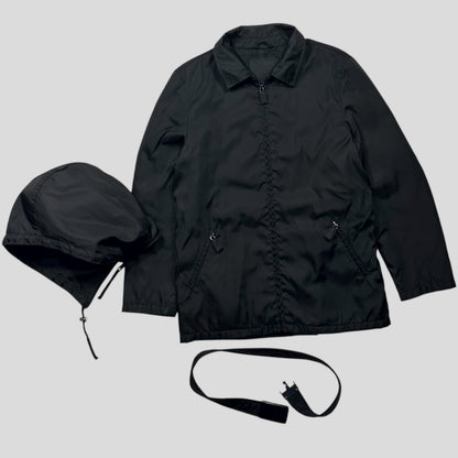 Prada 90’s Quilted Nylon Belt Parka Jacket - UK10 | Large, Black