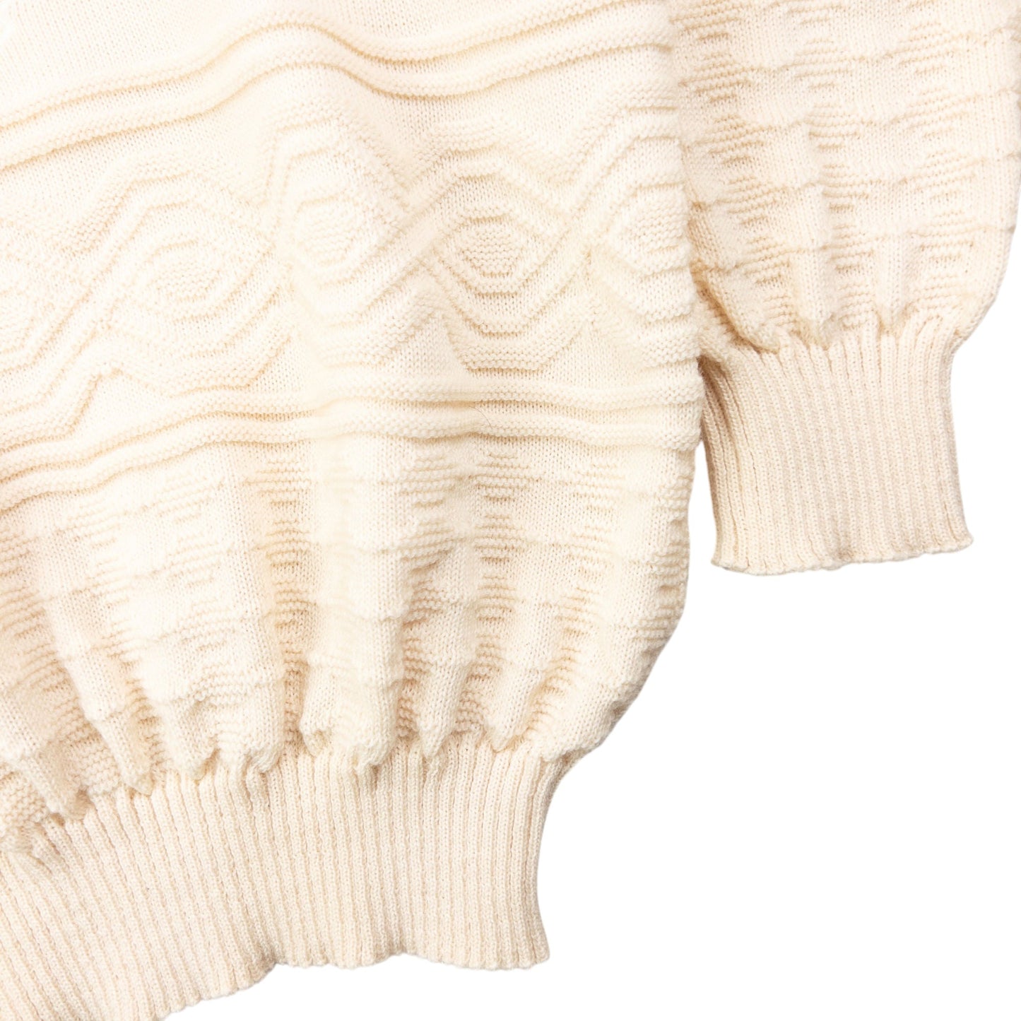 Vintage 90s Burberry Embroidered Wool Knit Jumper Size L | Large, Cream