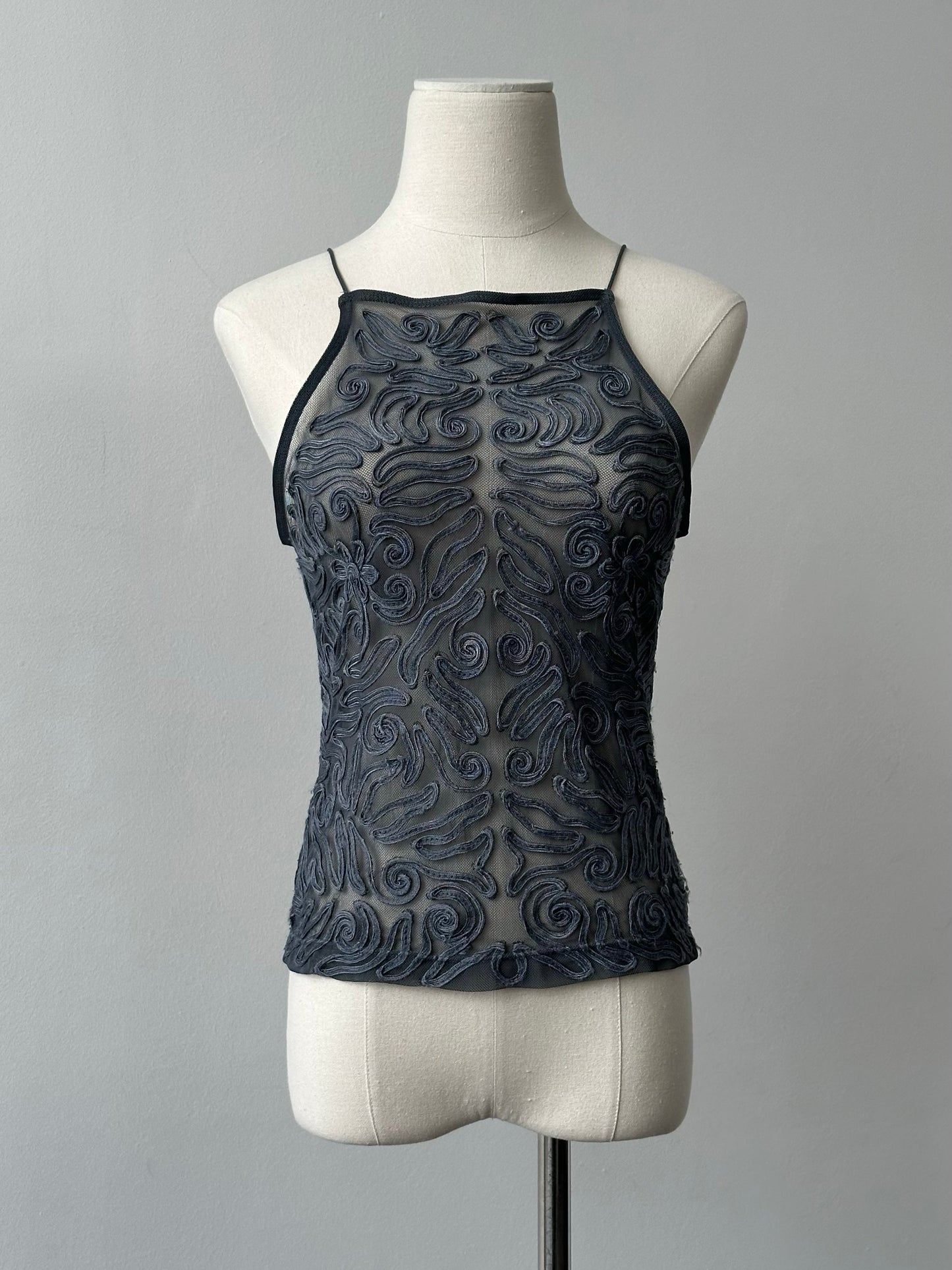 Armani Jeans 1990s Sheer Applique Vest Top - S