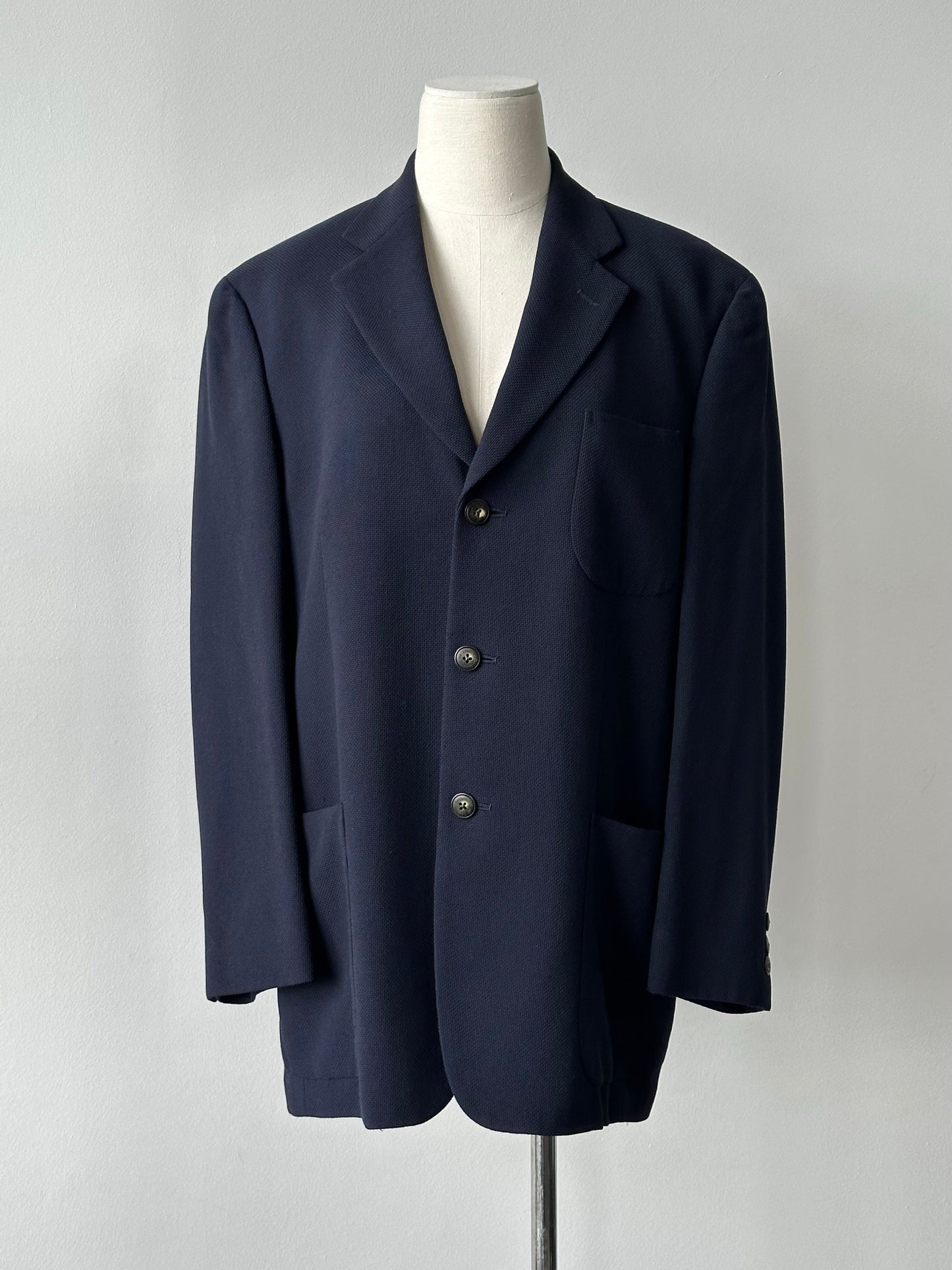 Burberry 1990s Wool Single Breasted Woven Blazer - M