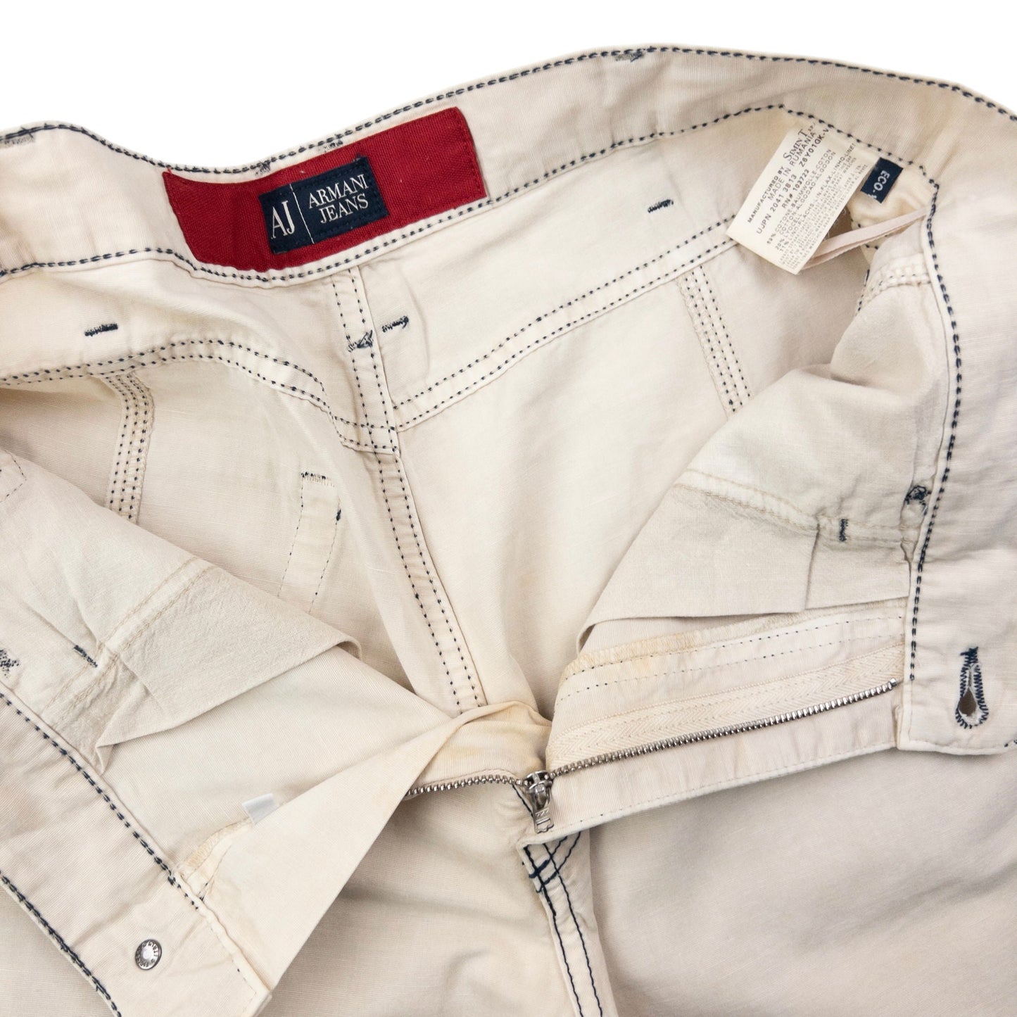 Vintage 2000s Armani Jeans Lightweight Contrast Stitch Trousers Size W33