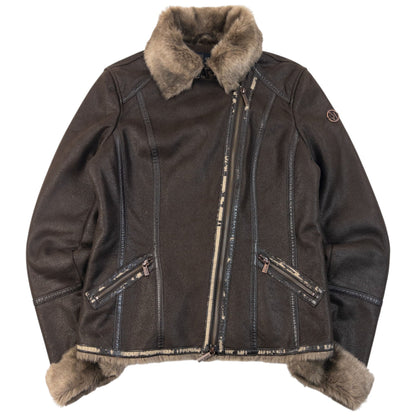 Vintage 2000s Armani Jeans Fur Lined Suede Jacket Womens Size S | Small, Brown