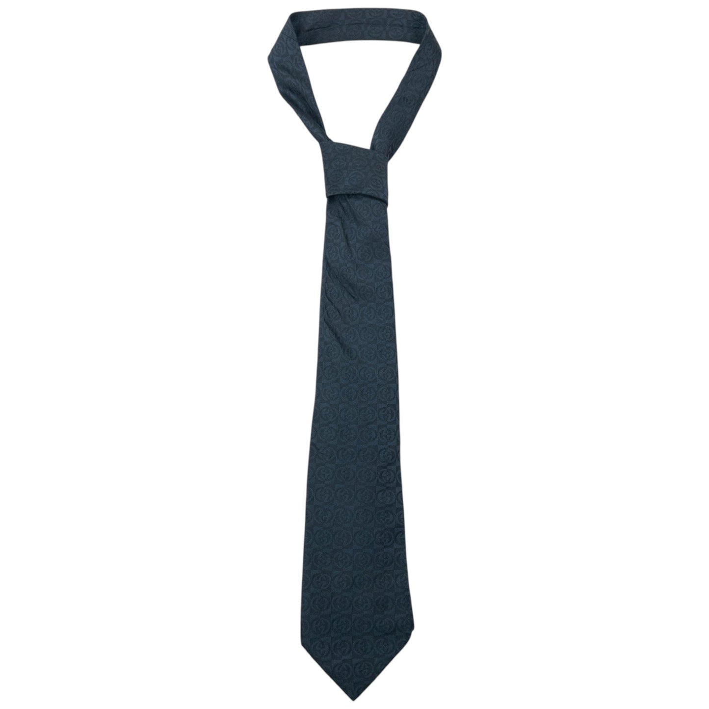 Vintage 2000s Gucci Monogram Silk Tie | O/S, Navy