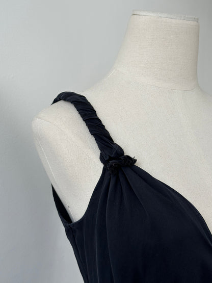 Vintage 2000s Pure Silk V Neck Layered Midi Dress - M