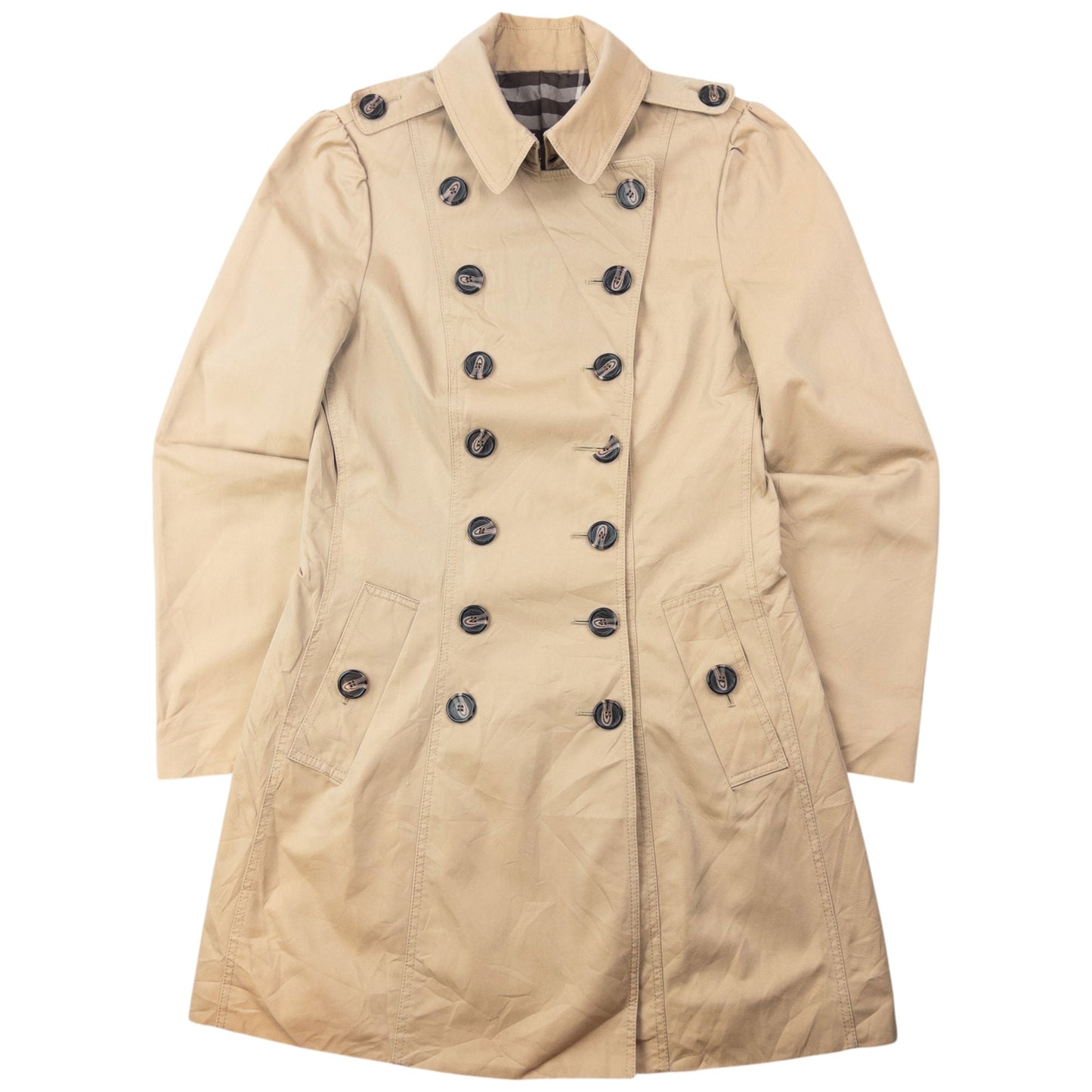 Vintage 2000s Burberry Blue Label Nova Check Lined Trench Jacket Womens Size M | Medium, Beige
