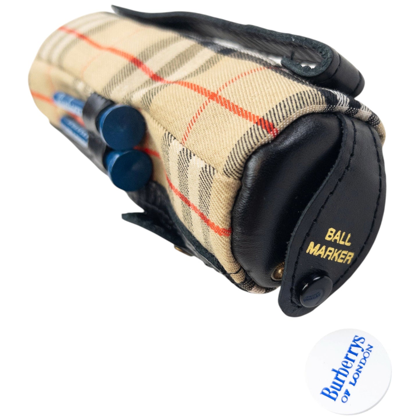Vintage 90s Burberry Nova Check Golf Ball & Accessory Holder | O/S, Gold