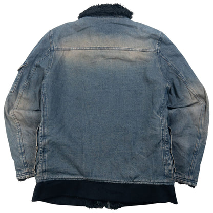 Vintage 2000s PPFM Fur Lined Zip Up Denim Jacket Size M | Medium, Black