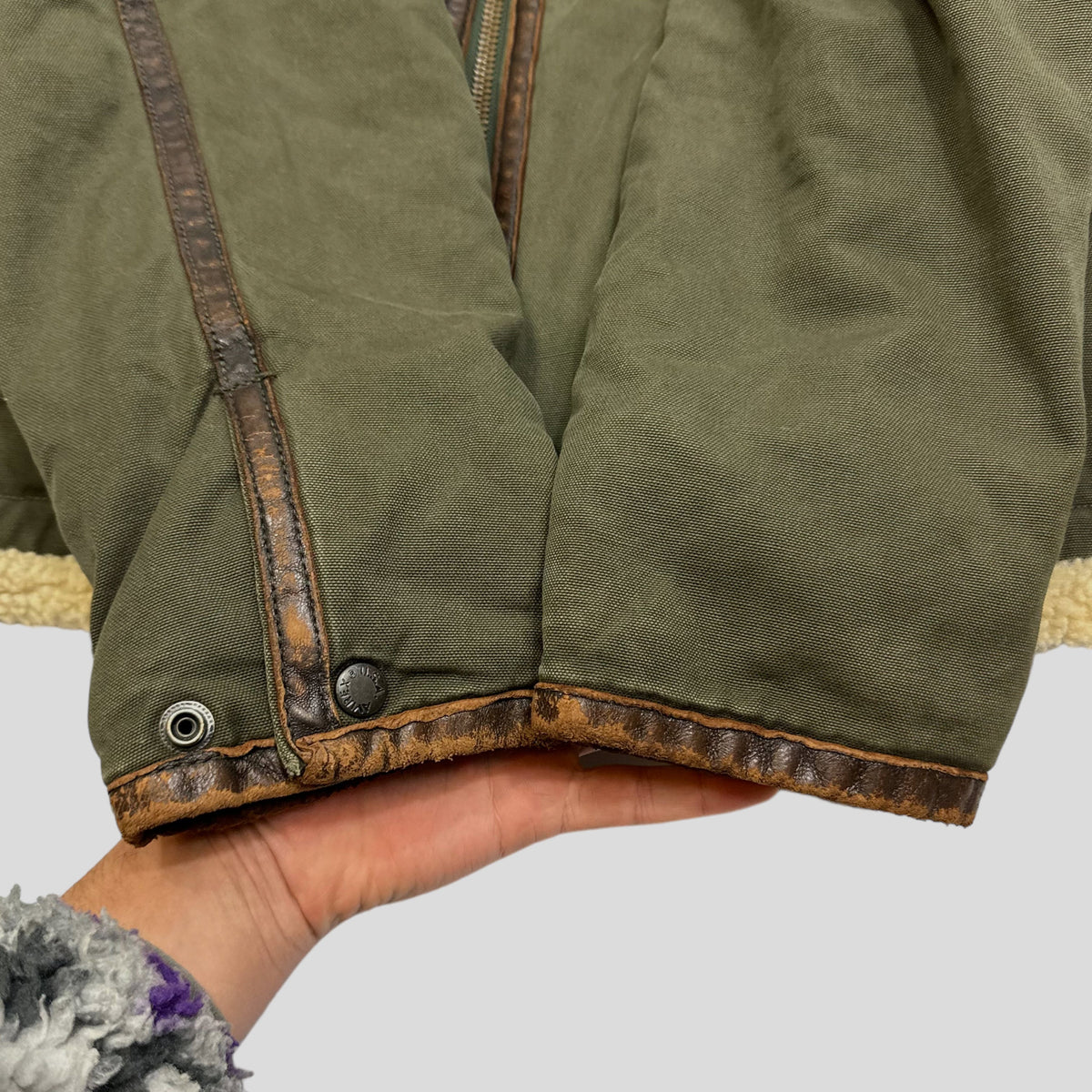 Avirex 80’s Nylon & Leather MA2 Aviator Bomber Jacket - M | Khaki