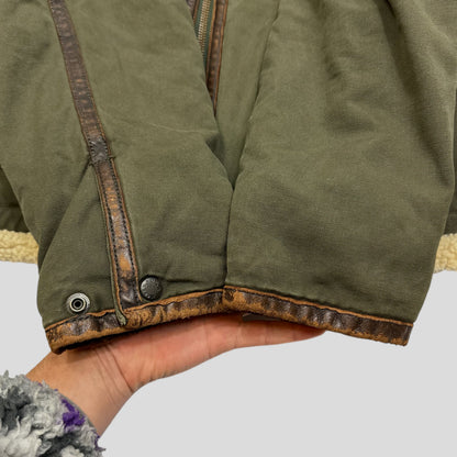 Avirex 80’s Nylon & Leather MA2 Aviator Bomber Jacket - M | Khaki