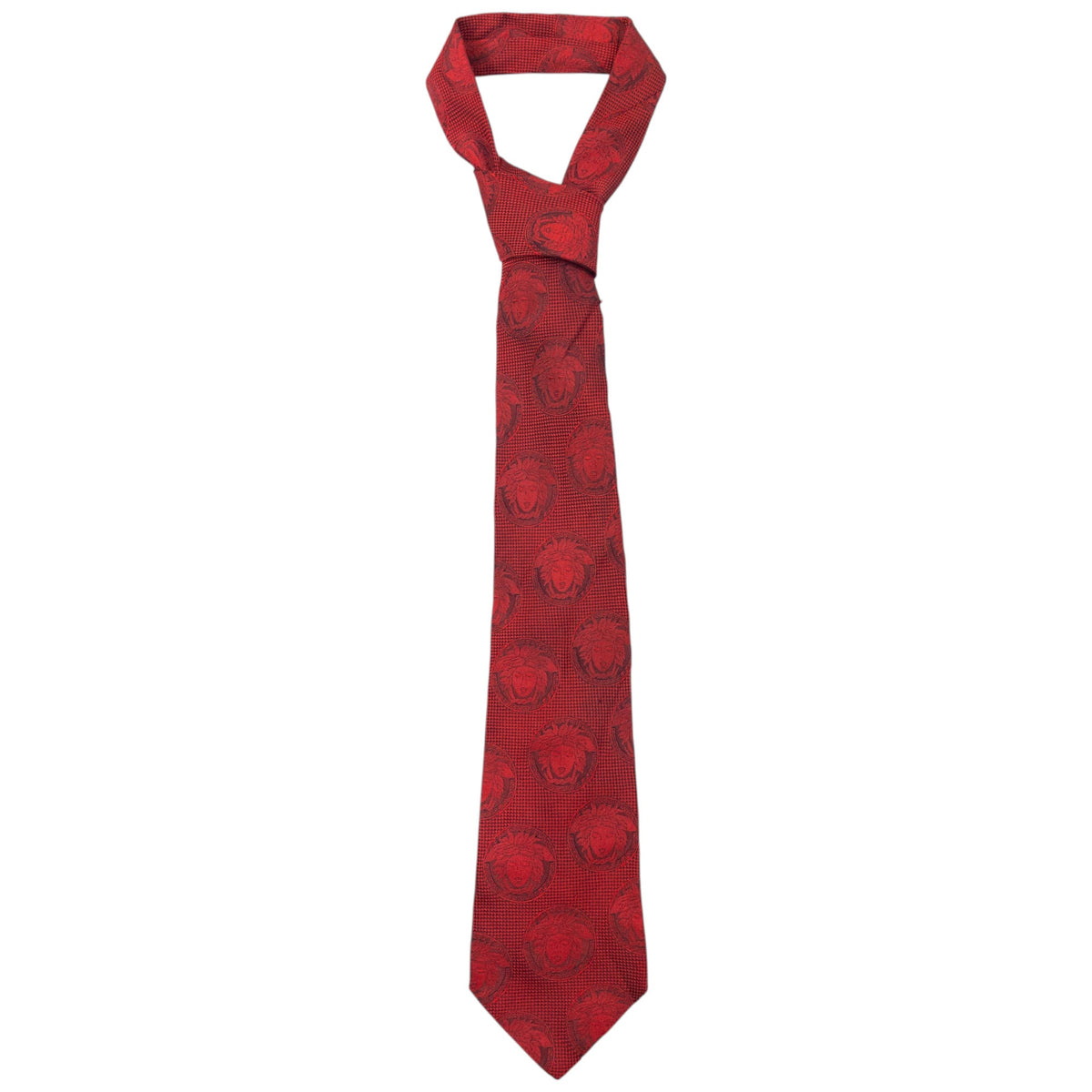 Vintage 90s Gianni Versace Monogram Medusa Silk Tie | O/S, Red