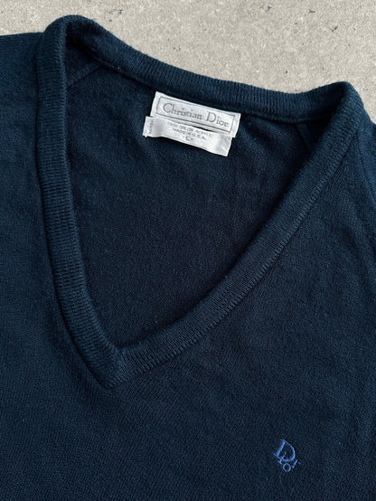 Christian Dior V 1980s Neck Logo Knitted Jumper - L