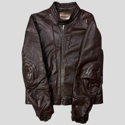 Prada SS00 Leather Articulated Elbow Detailed Moto Jacket - IT54 | Default Title, Brown