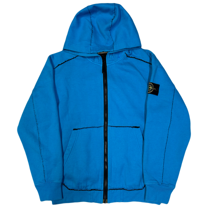 Stone Island Contrast Stitch Hoodie In Blue ( M )