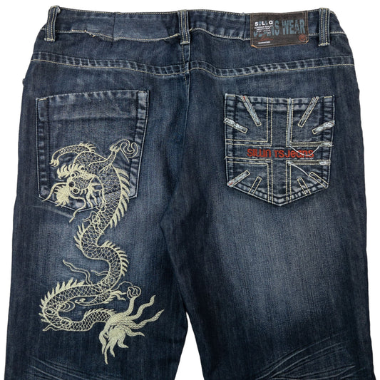 Vintage Japanese Denim Dragon Embroidered Jeans Size W38