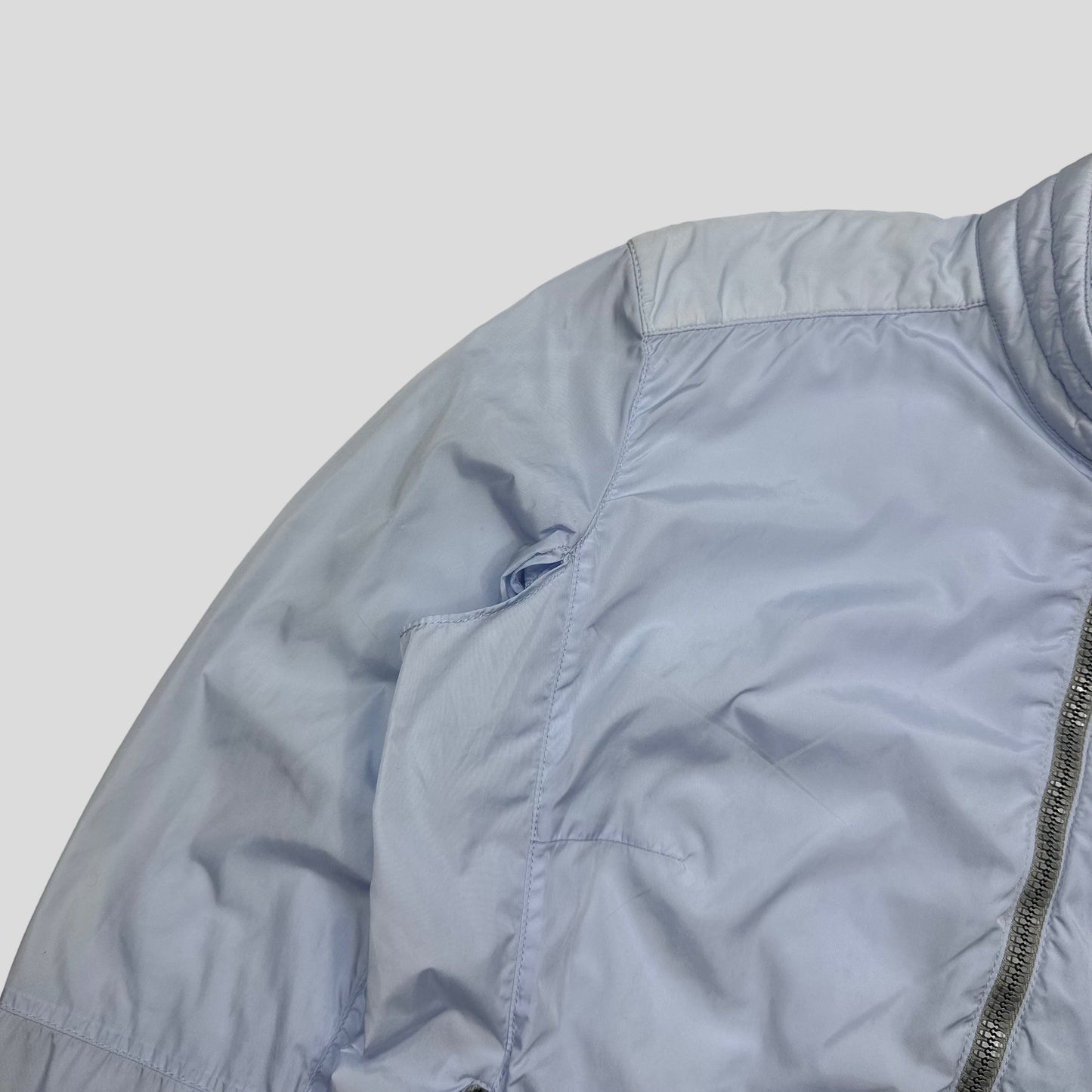 Prada Sport SS00 Ice Blue Nylon Moto Detailed Jacket - IT42 | Default Title, Blue
