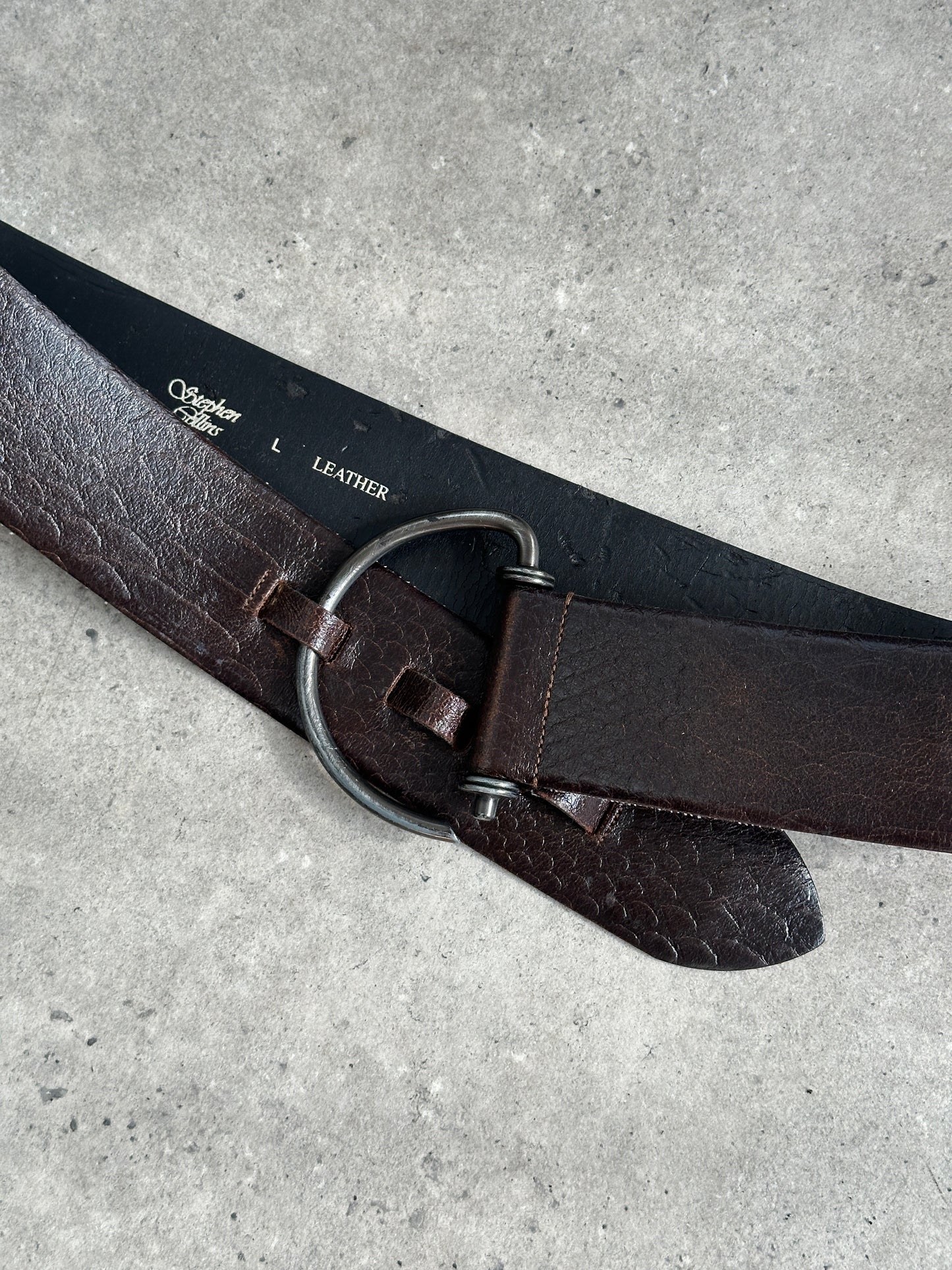 Vintage 1990s Leather Chunky D Ring Belt - W35-38
