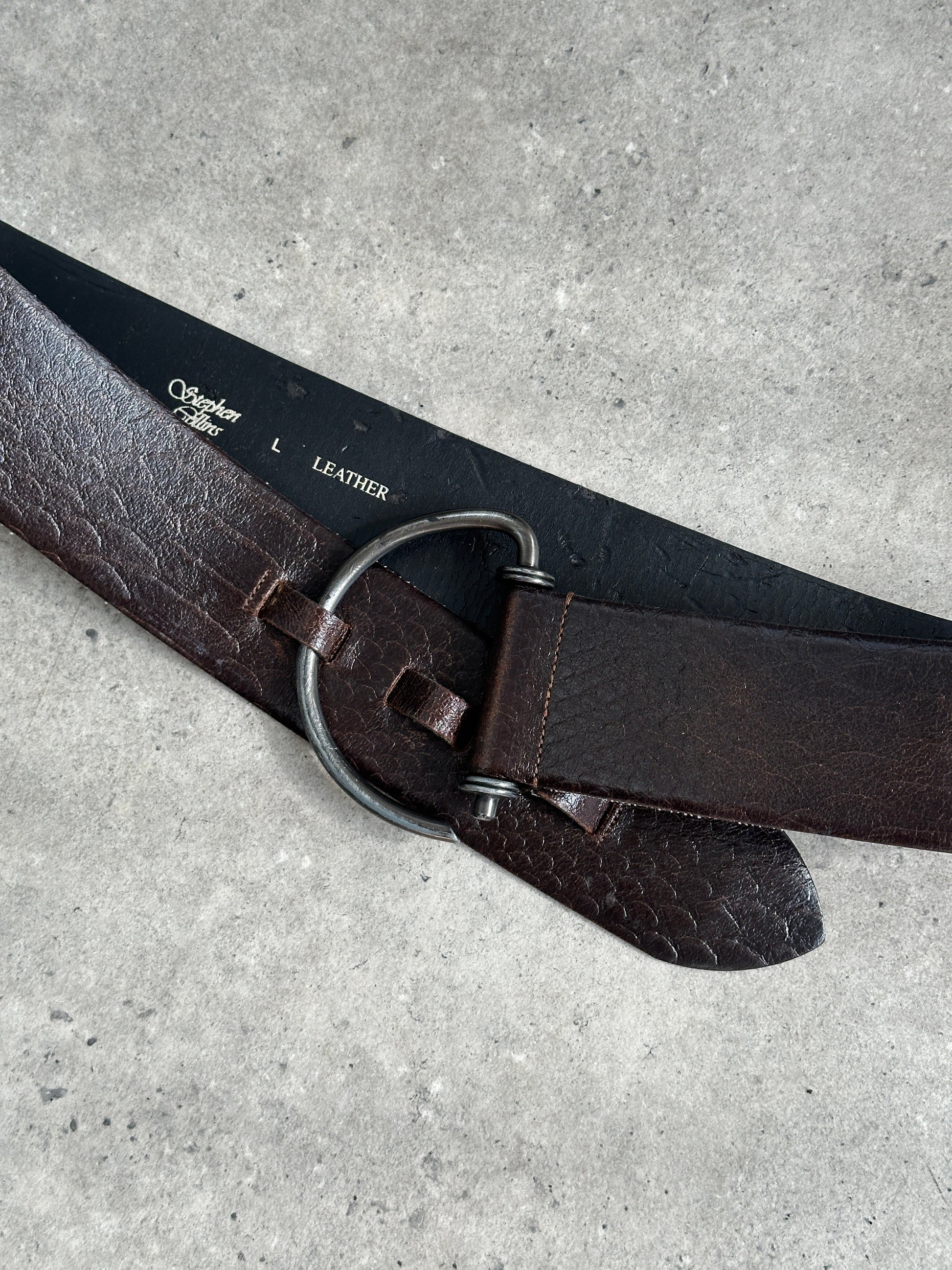 Vintage 1990s Leather Chunky D Ring Belt - W35-38