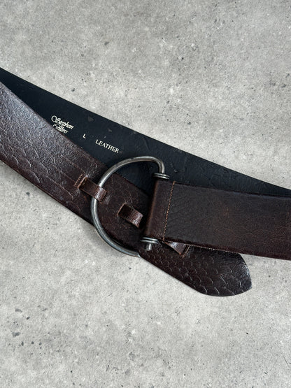 Vintage 1990s Leather Chunky D Ring Belt - W35-38