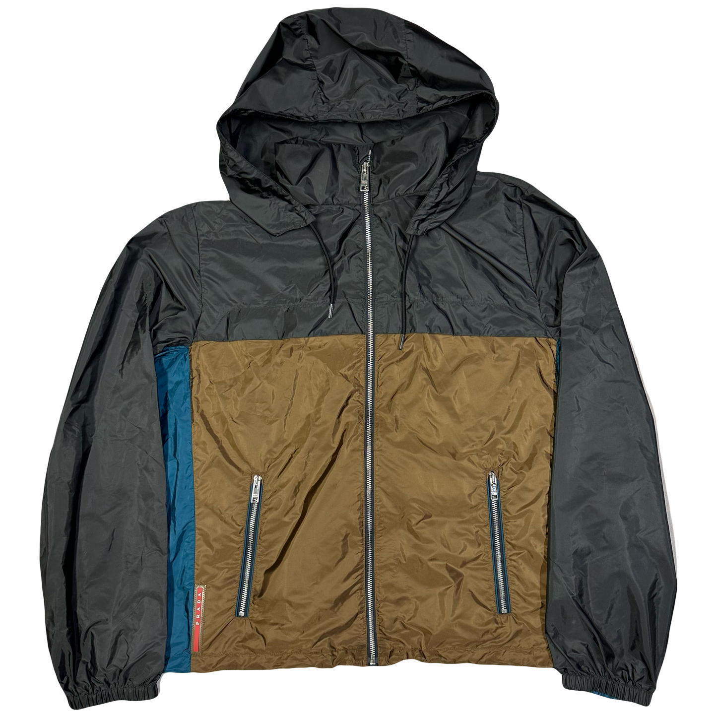 Prada Jacket In Black, Brown & Blue ( XL )