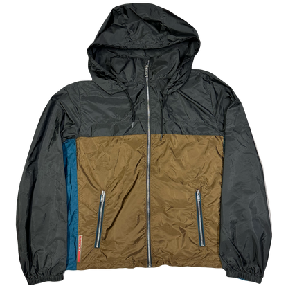 Prada Jacket In Black, Brown & Blue ( XL )