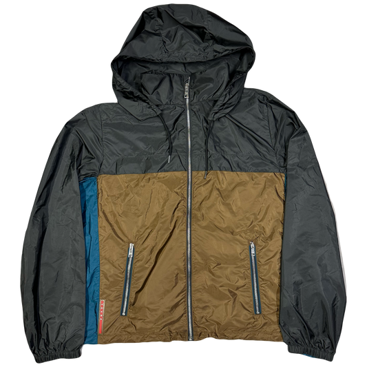 Prada Jacket In Black, Brown & Blue ( XL )