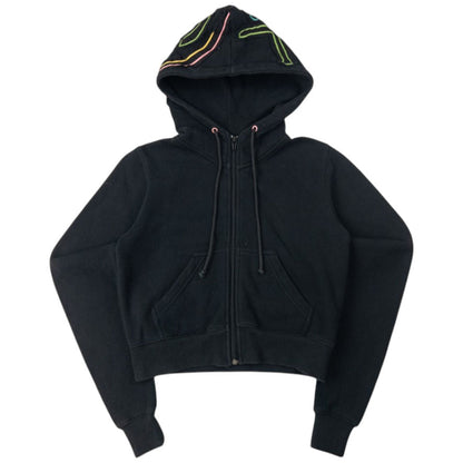 Vintage Stussy Cropped Embroidered Hoodie Womens Size S