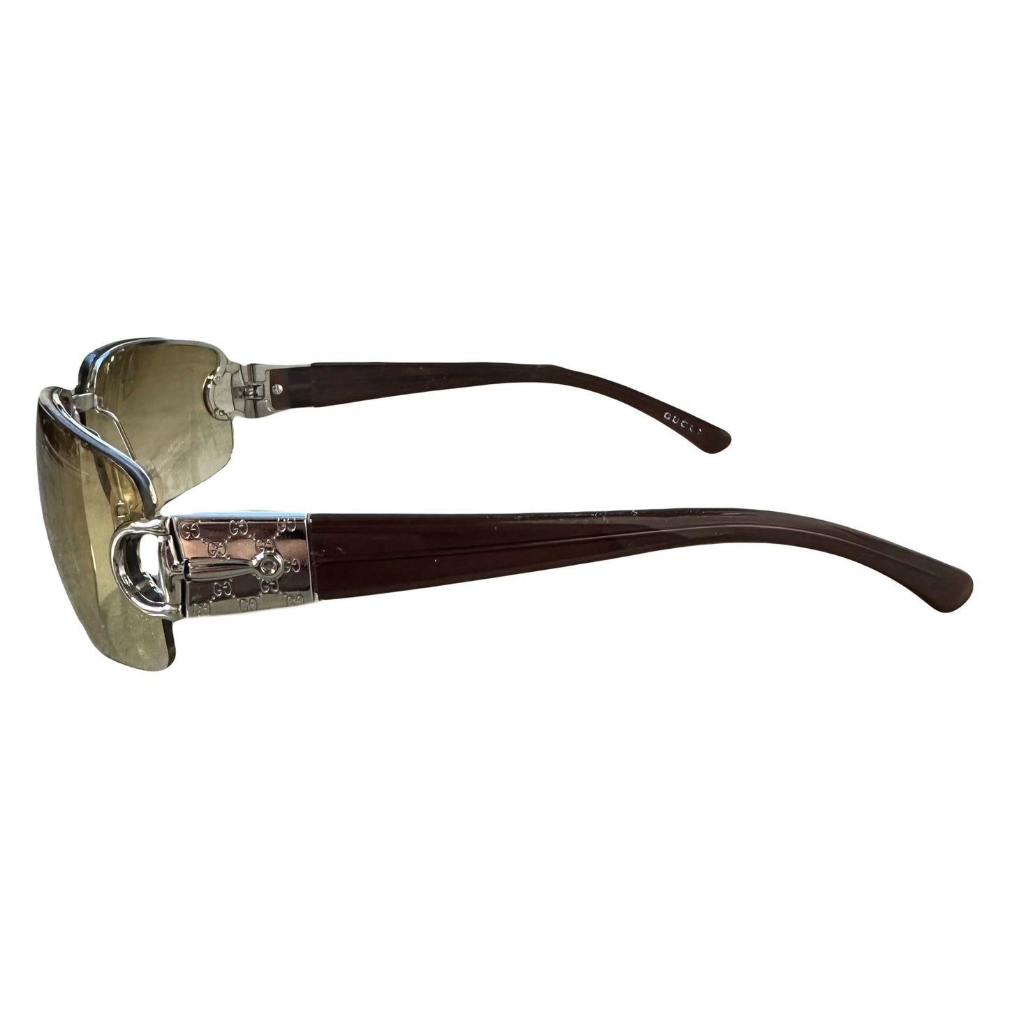 Gucci Monogram Sunglasses In Brown & Silver
