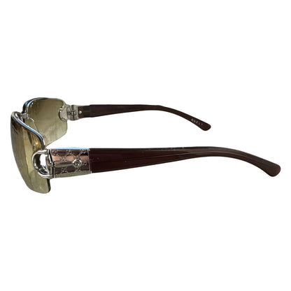 Gucci Monogram Sunglasses In Brown & Silver