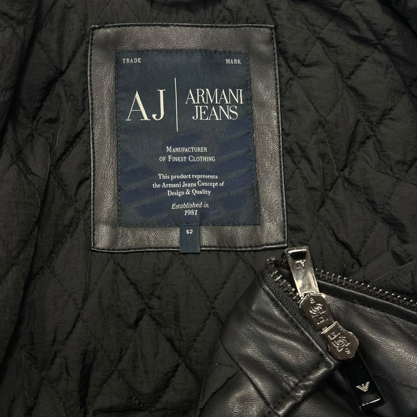 Armani Jeans Faux Leather Padded Moto Biker Jacket - M/L