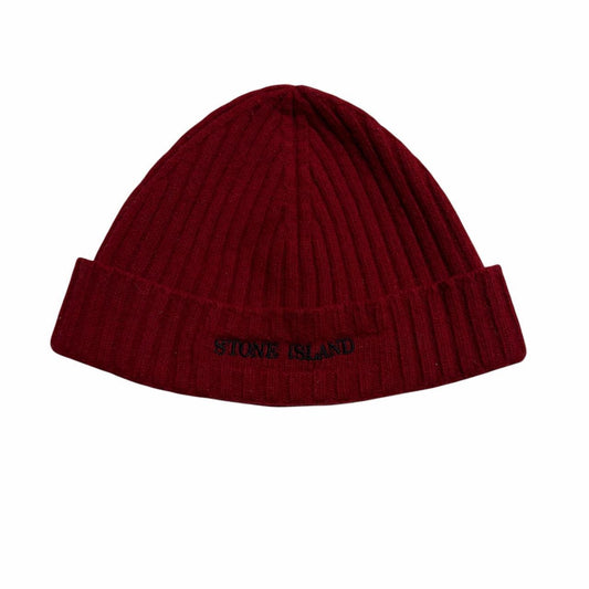 Stone Island Wool Beanie Hat | O/S, Burgundy