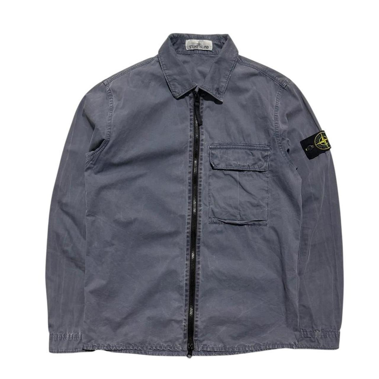 Stone Island Canvas Overshirt | Small, Slate Blue