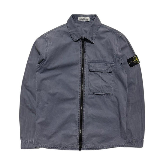 Stone Island Canvas Overshirt | Small, Slate Blue