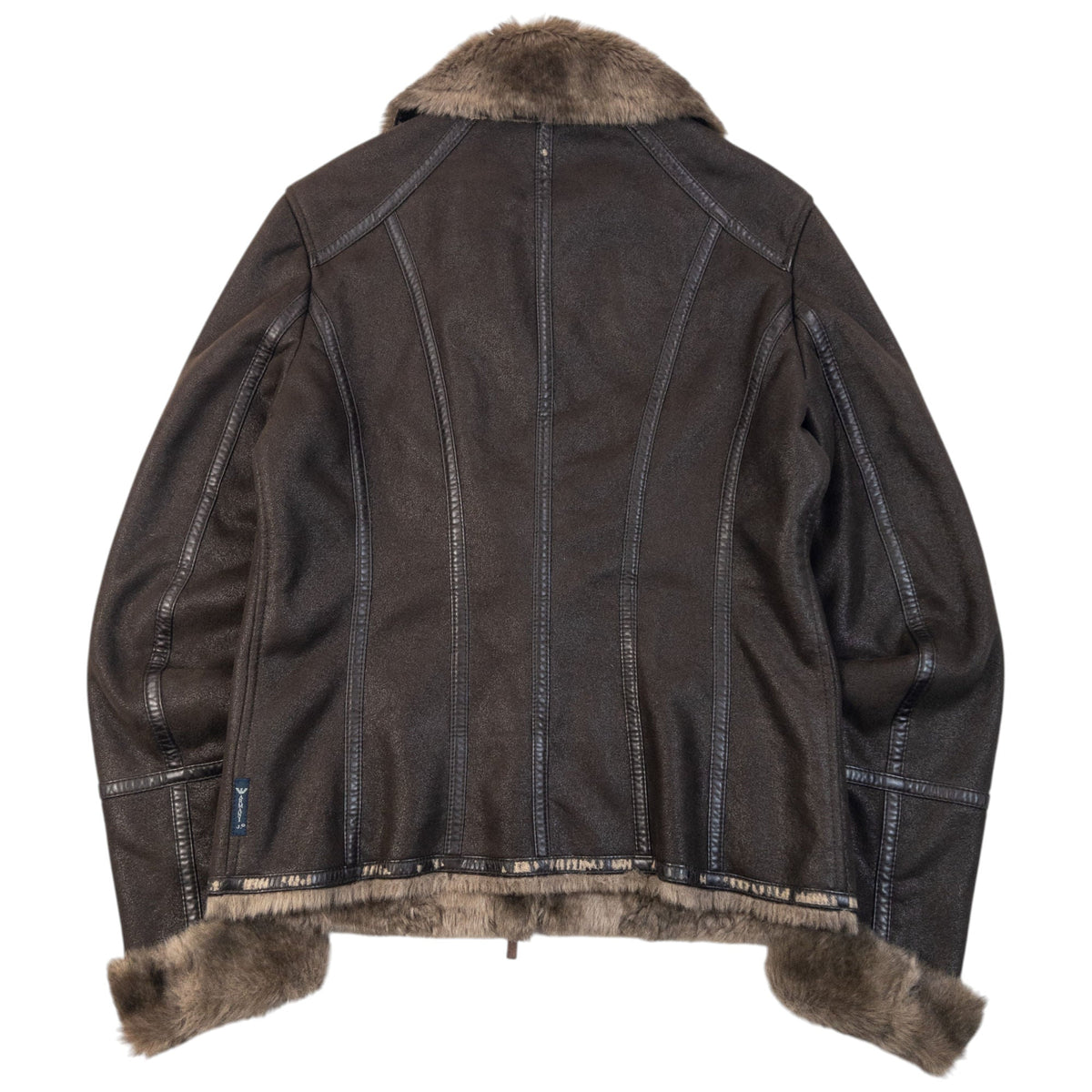 Vintage 2000s Armani Jeans Fur Lined Suede Jacket Womens Size S | Small, Brown