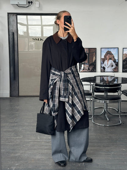 Vintage 2000s Contrast Collar Trench Coat - XL