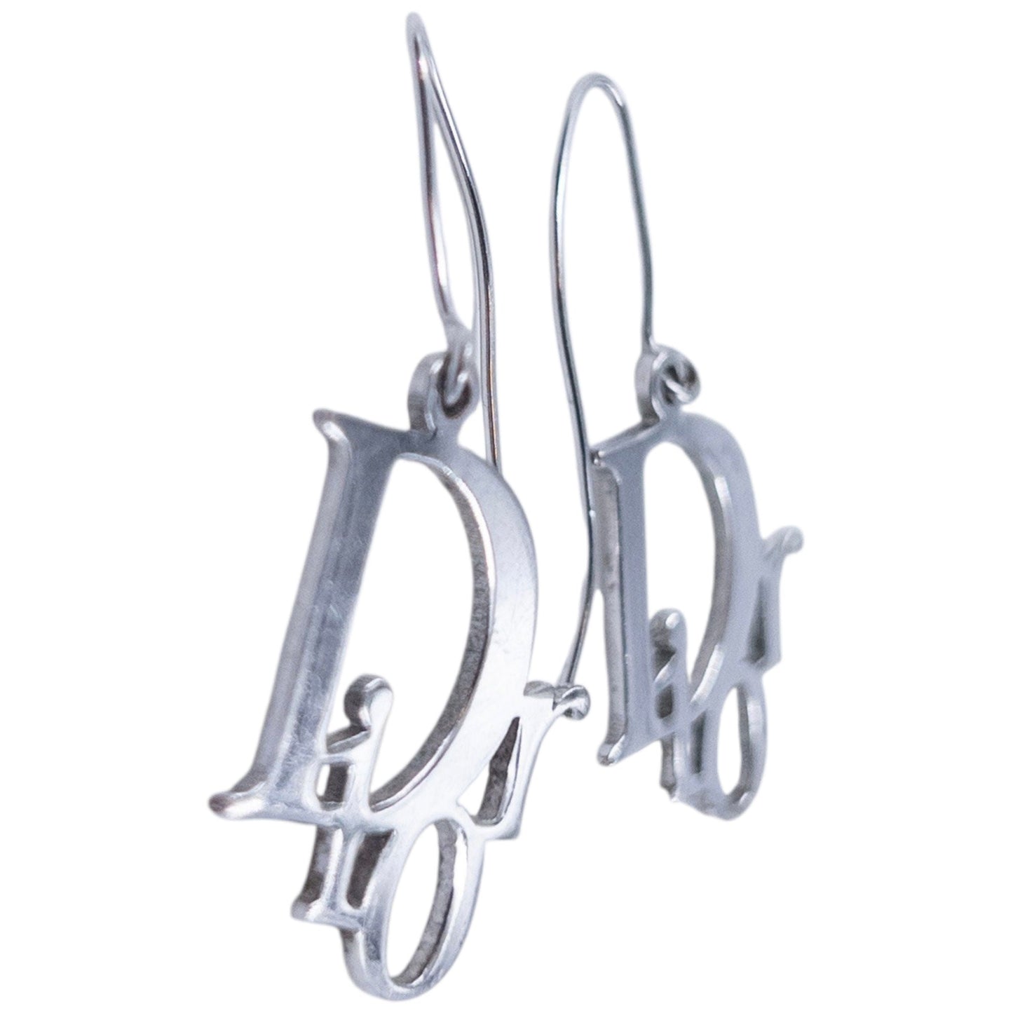 Vintage 2000s Dior By John Galliano Silver Logo Earrings | O/S, Grey