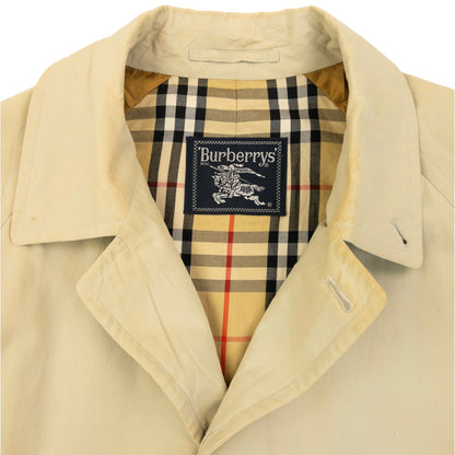 Vintage 90s Burberry Nova Check Lined Trench Jacket Size M | Medium, Cream