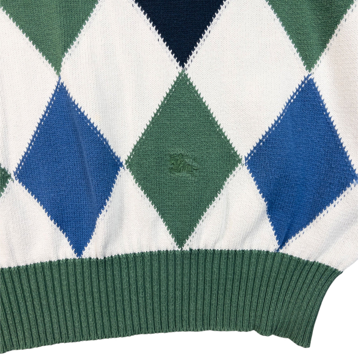 Vintage 90s Burberry Argyle Pattern Jumper Size M | Medium, Green
