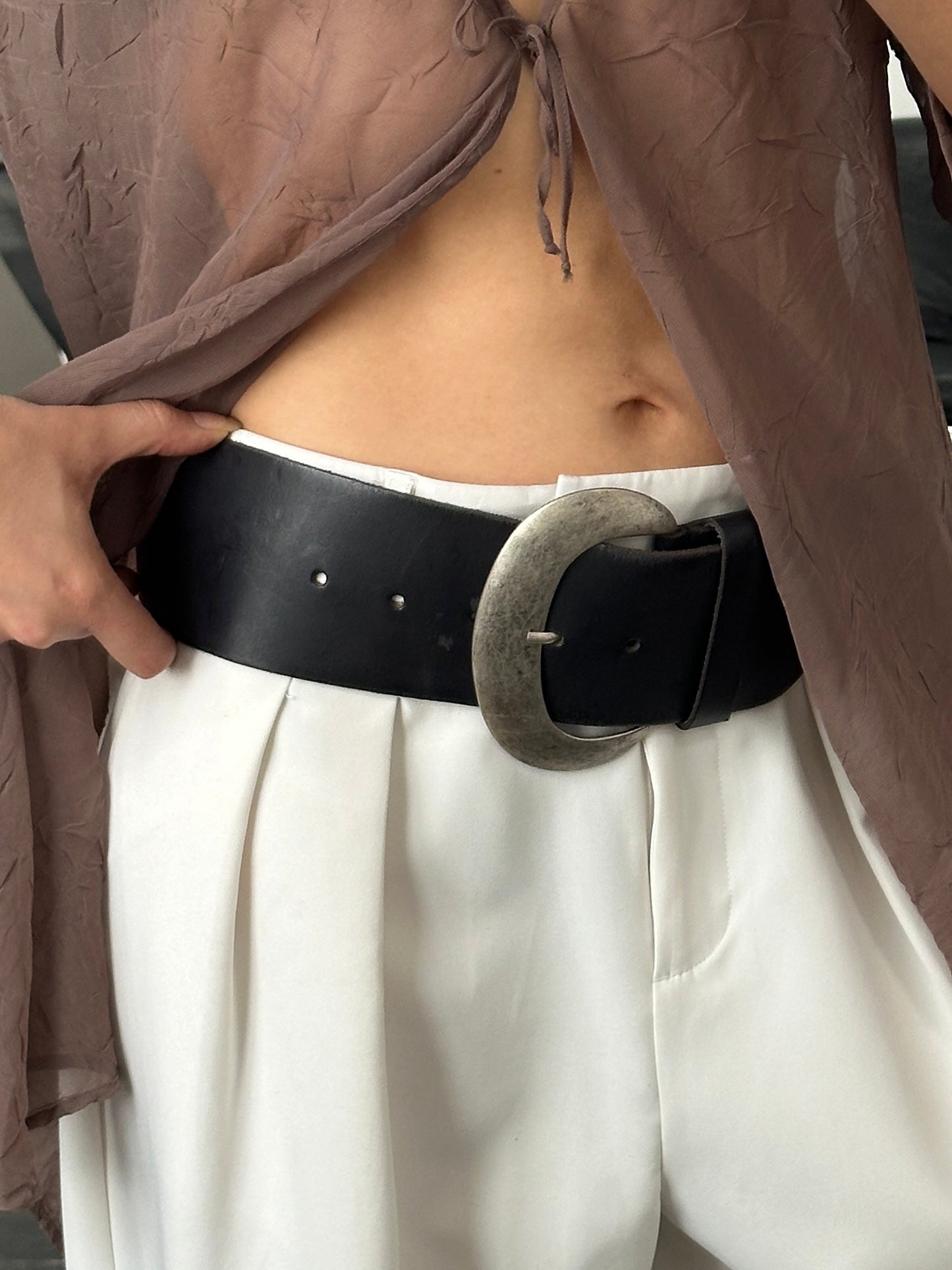 Vintage 1990s Chunky Leather Belt - W30-34”