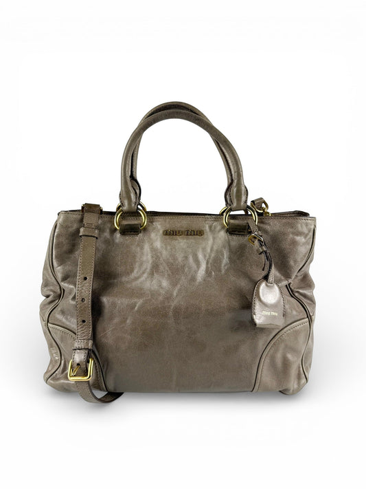 2010s Miu Miu Vitello Shine 2Way Tote Bag | O/S, Gold