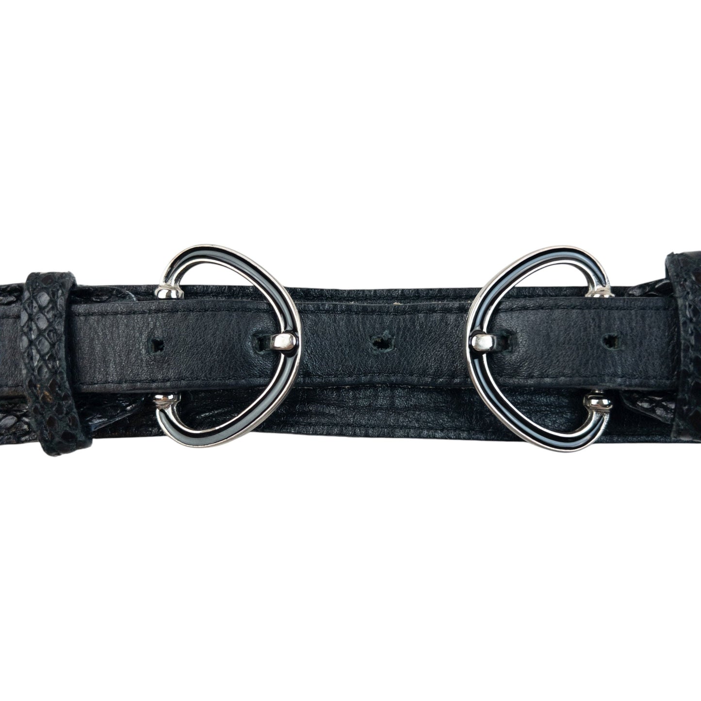 Vintage 2000s Dolce & Gabbana Leather Snakeskin Belt Size L | O/S, Black