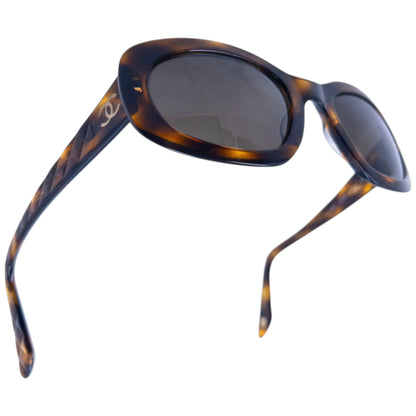 Vintage 2000s Chanel Embossed Tortoise Shell Sunglasses | O/S, Brown