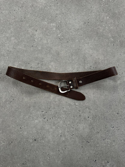 Vintage 1990s Distressed Slim Leather Belt - W22-29”