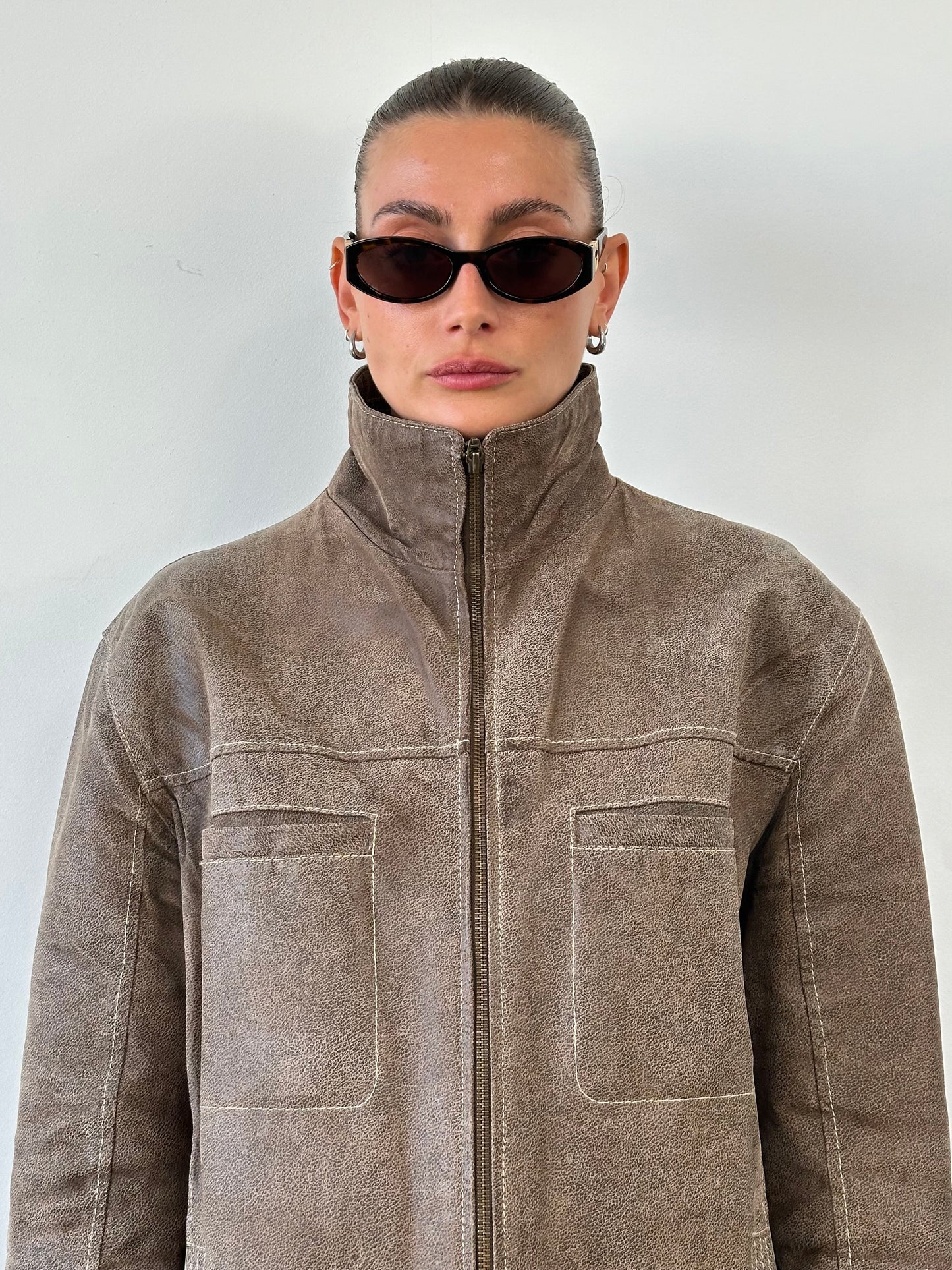 Vintage Textured Leather Jacket - XL