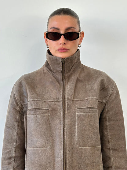 Vintage Textured Leather Jacket - XL