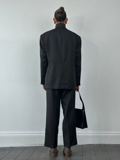 Vintage Wool Pinstripe Double Breasted Suit - 44R/W34