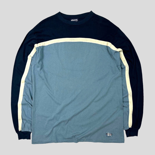 Stussy 90’s Embroidered Panelled Bar Logo Longsleeve - XL