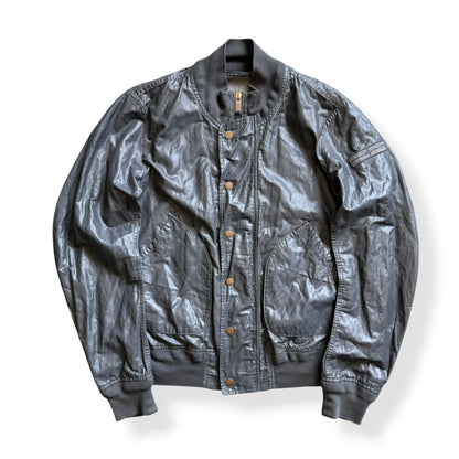 SS2008 Stone Island Denims Waxed Bomber Jacket (M) | Default Title, Metallic Silver